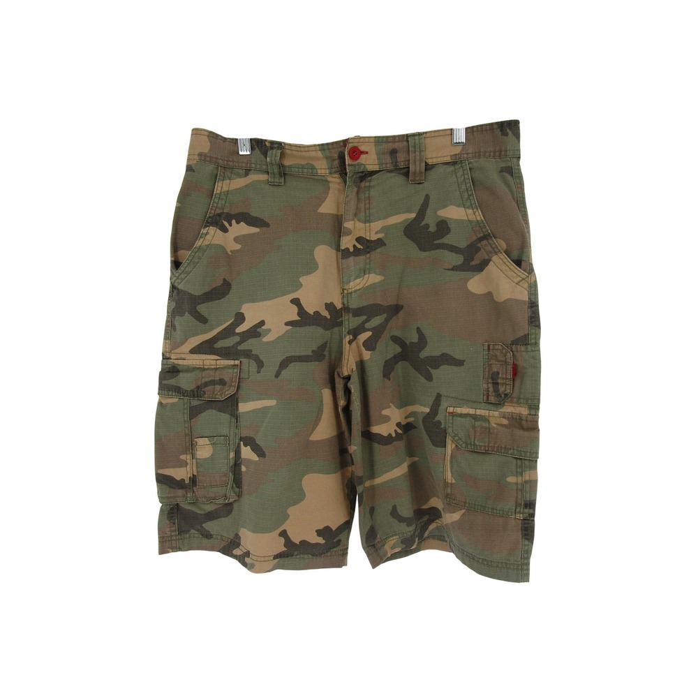 Airwalk Cargo Shorts Mens 34 Green Camo Ripstop Cotton Utility Skater Streetwear